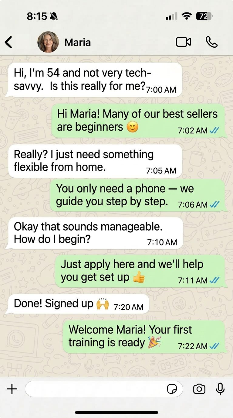 WhatsApp conversation with Maria, a TTDropBiz seller